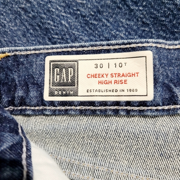 GAP Cheeky Straight High Rise Jeans Women’s 30 Tall Button Fly Cuffed Stretch - Picture 13 of 14